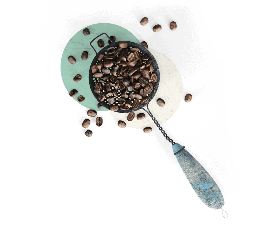 Cup of coffee with beans