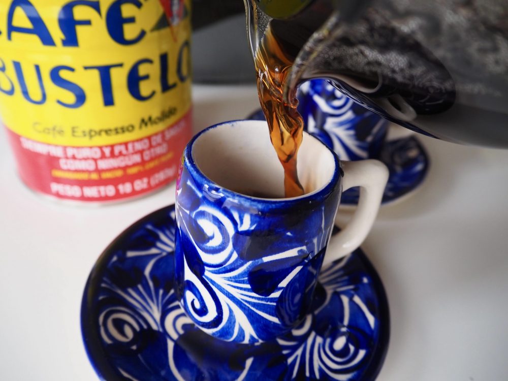 Pour Café Bustelo into cups