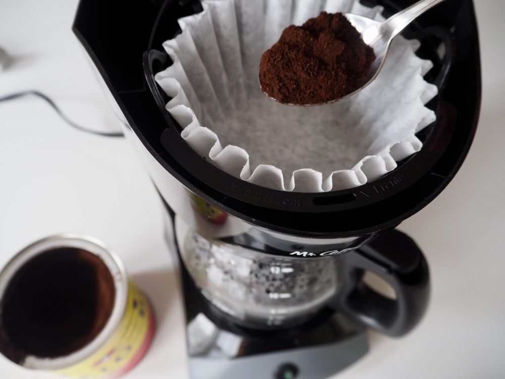 Set up filter and add coffee