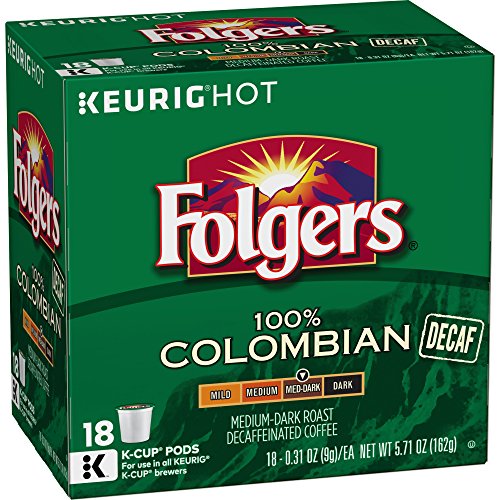 Folgers Decaf 100% Colombian Medium-Dark Roast K Cup Pods