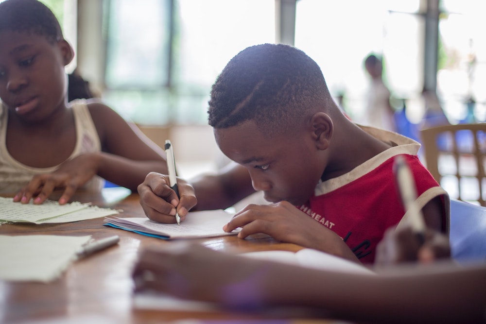 kids focusing on schoolwork