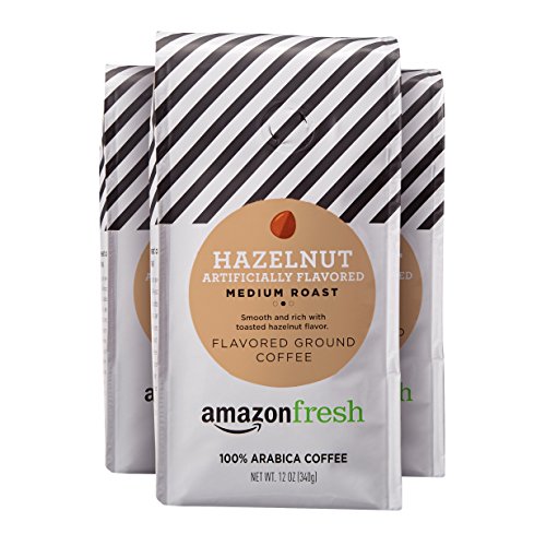 AmazonFresh Hazelnut Flavored Coffee, Ground, Medium Roast, 12 Ounce