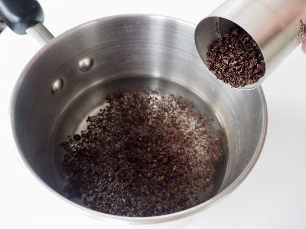 Add coarsely-ground coffee