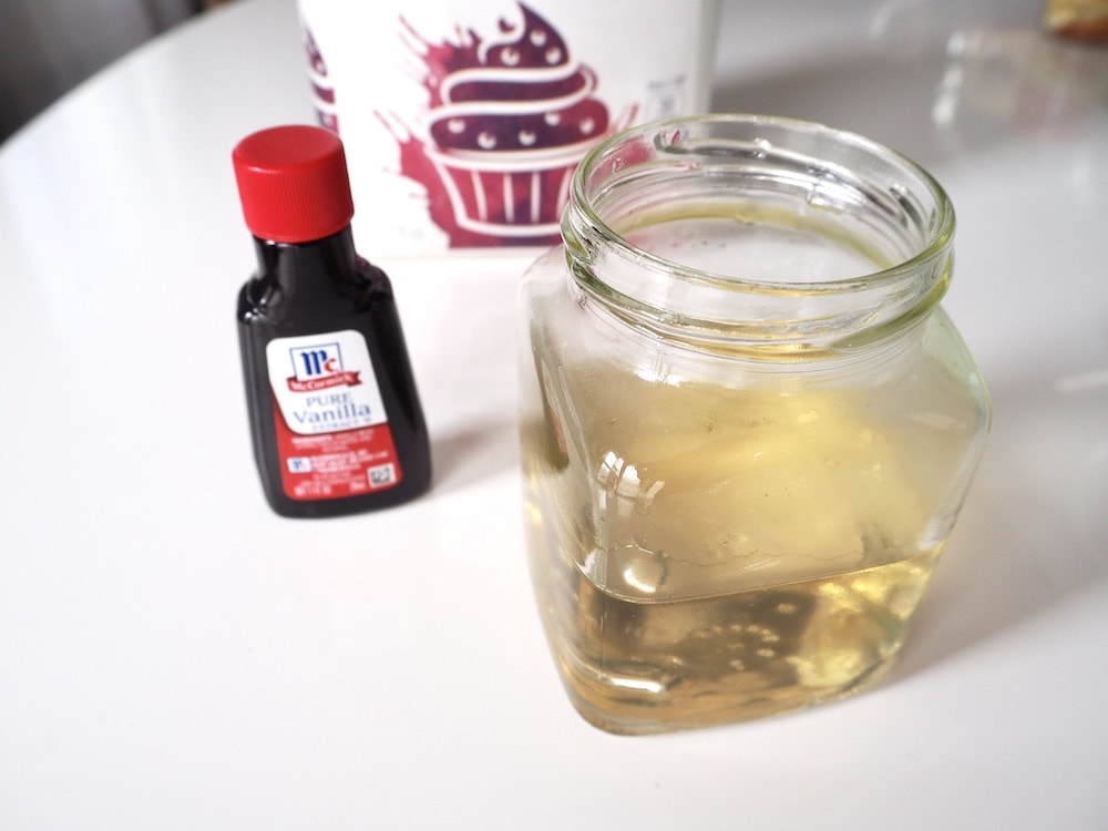 Homemade coffee syrup with vanilla