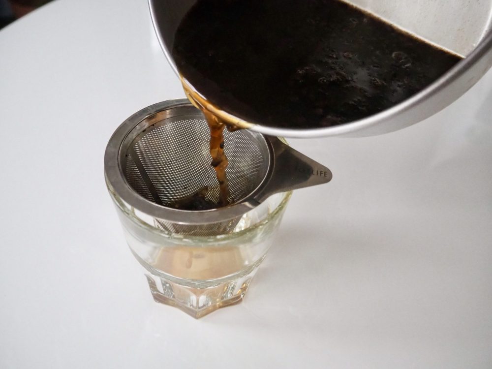 Pour through strainer