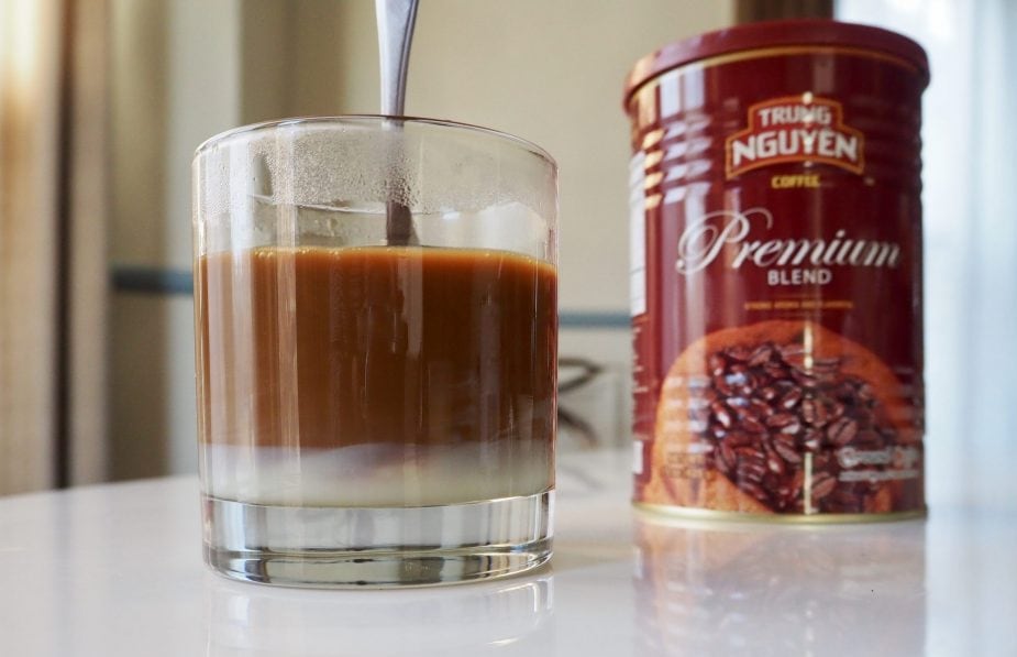 Stirring Vietnamese coffee