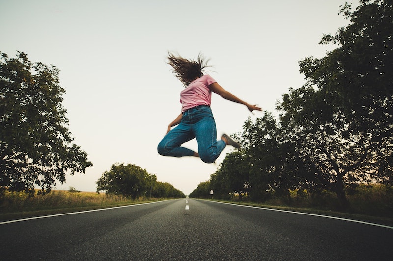 girl jumping energy