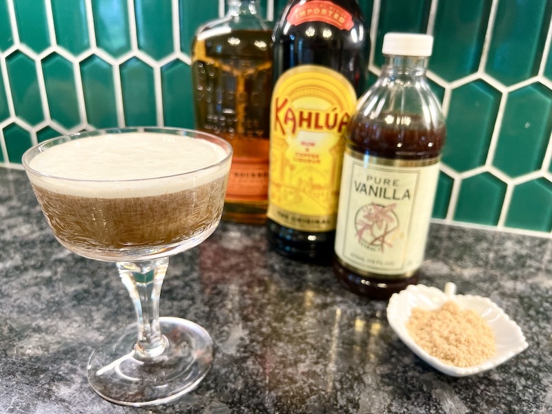 Kentucky Bourbon coffee cocktail with kahlua vanilla and brown sugar