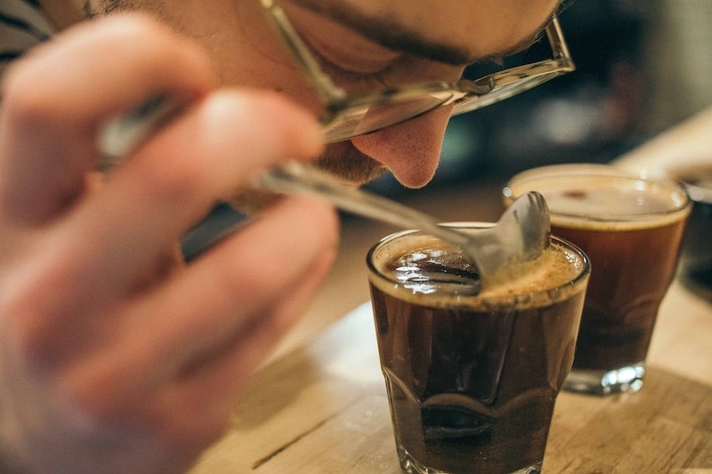 tasting coffee samples
