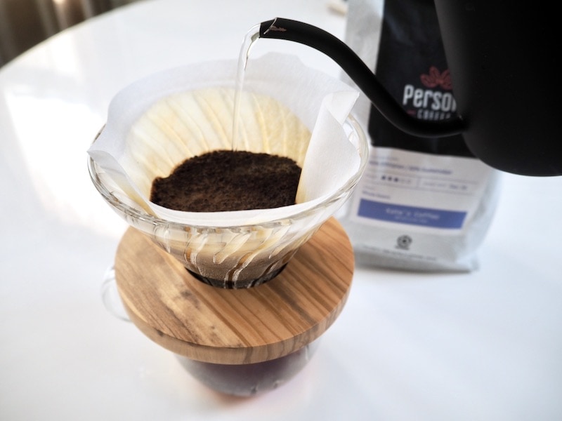 Persona Coffee blend in a pour over brewer