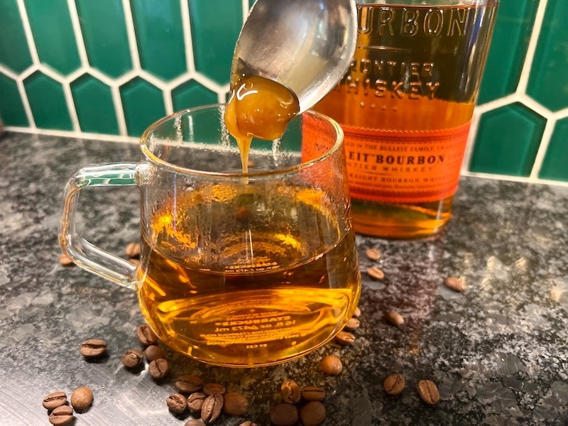cold brew hot toddy with bourbon and honey