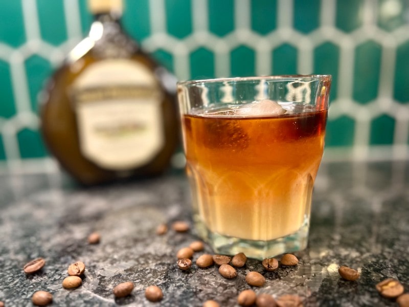 cold brew irish coffee with irish cream bottle