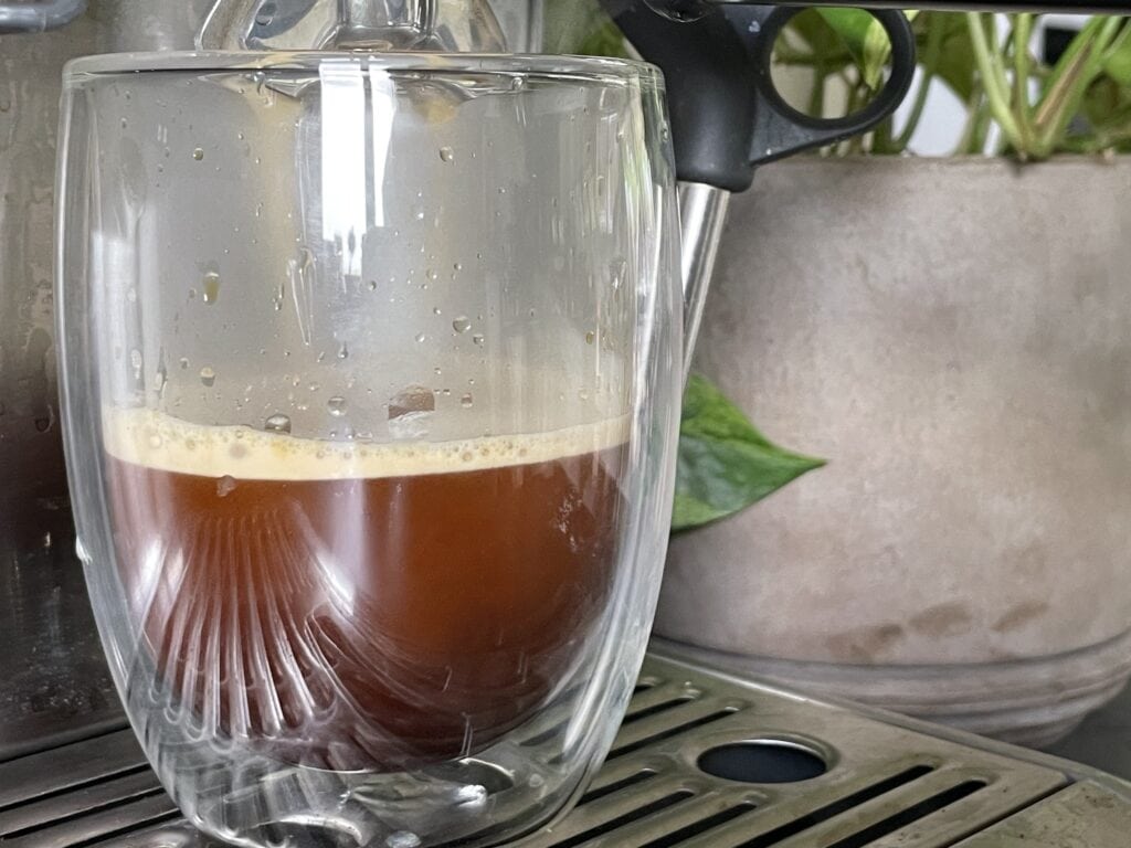 pouring espresso