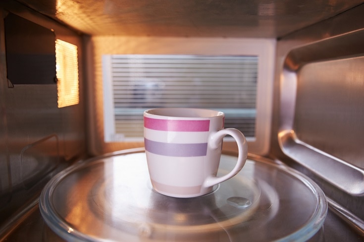 Coffee inside microwave oven