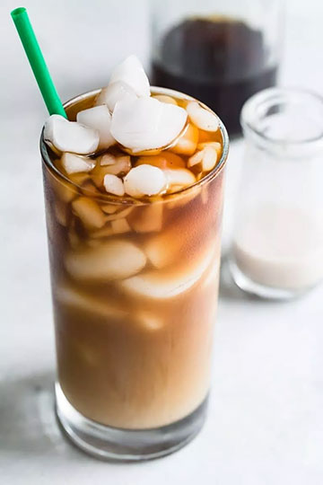 iced coffee with vanilla cardamom almond milk