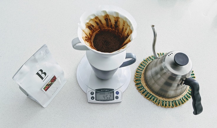 weighing coffee