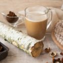 chagaccino mushroom coffee with birch branch