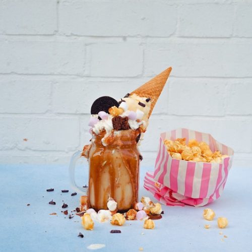 freakshake coffee milkshake with ice cream and cookies