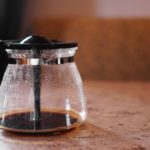 A little coffee at the bottom of the glass coffee maker