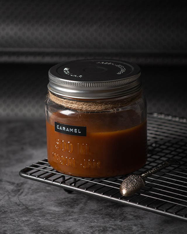 a jar of caramel syrup