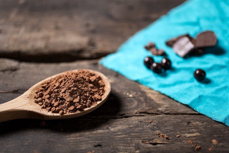 cocoa powder and coffee beans