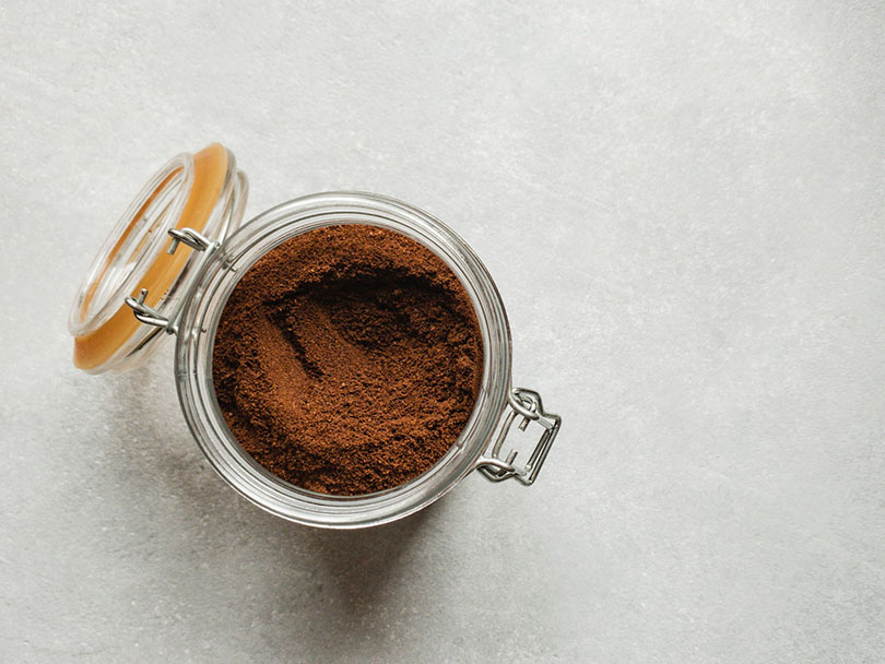 cocoa powder in transparent jar