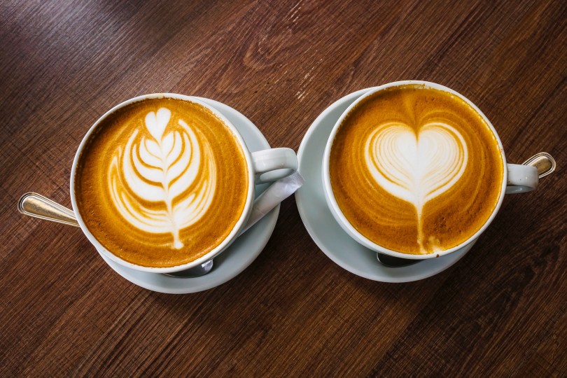 two cups of cafe latte