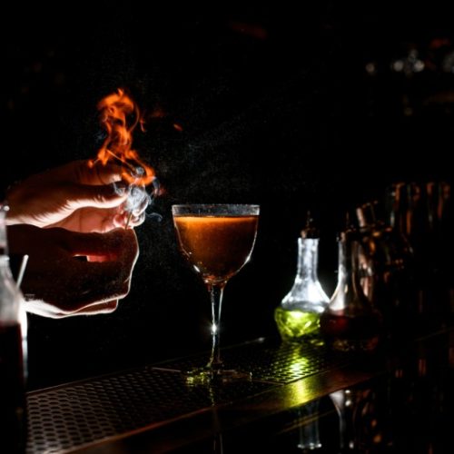 Greenlandic coffee flaming cocktail