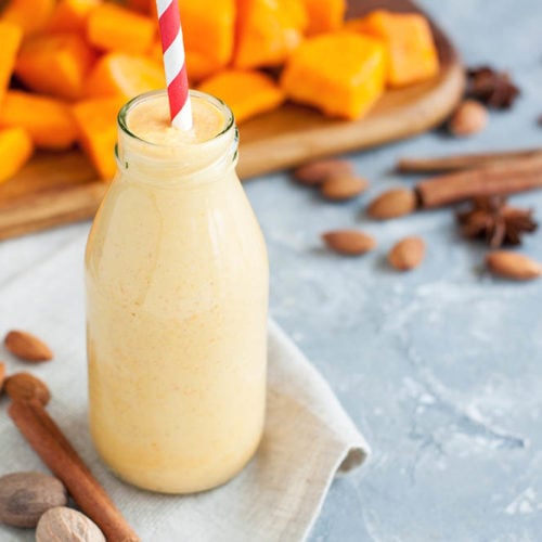 a bottle of pumpkin spice protein shake