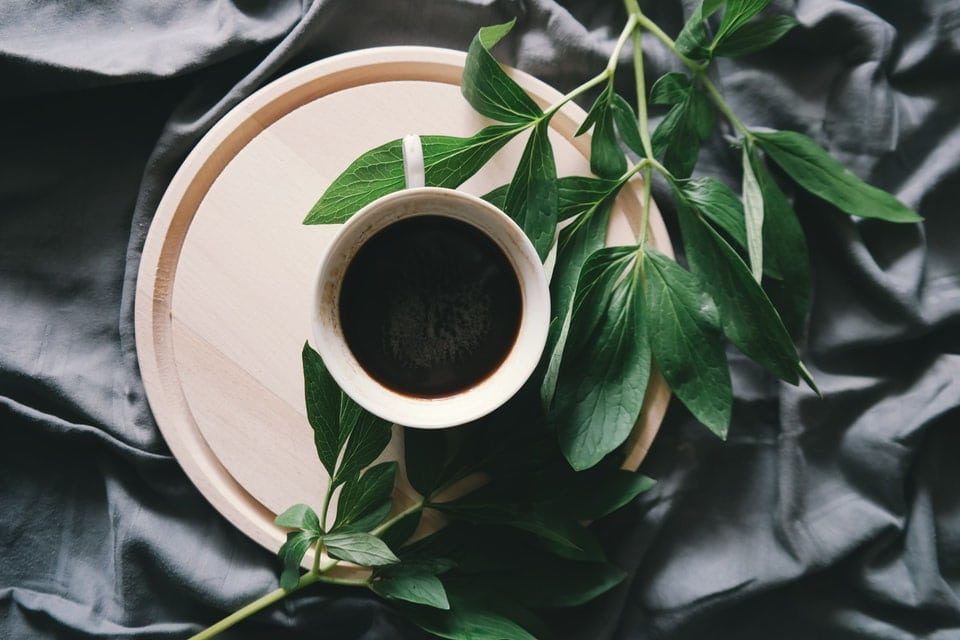 coffee with leaves