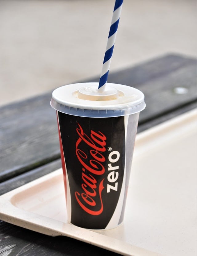 coke zero on a disposable cup