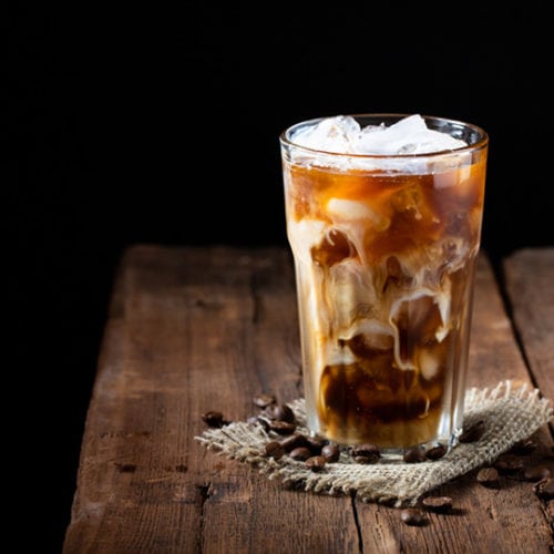 Ice coffee in a glass