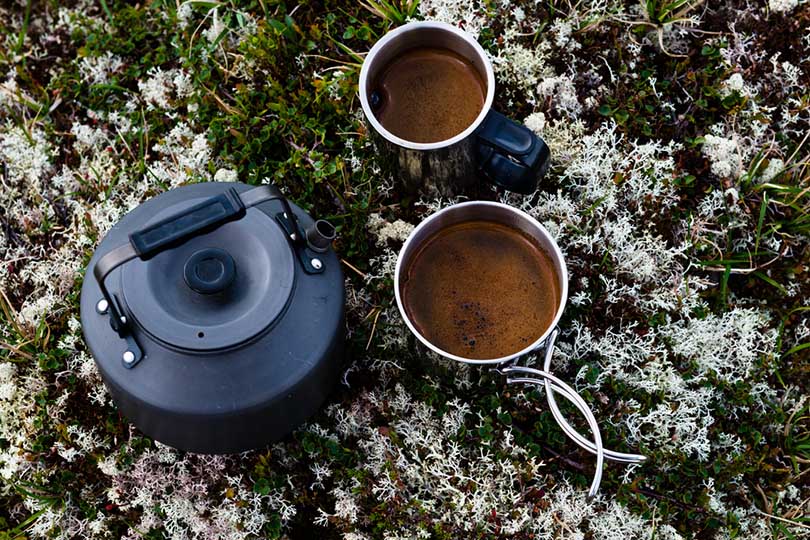 drinking coffee in the norwegian tundra