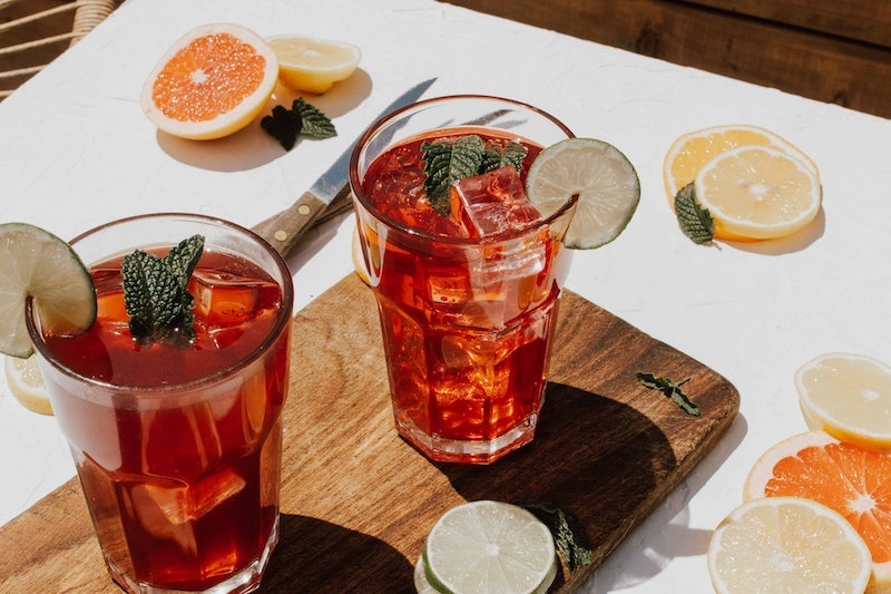 iced kombucha with mint lemon grapefruit and lime