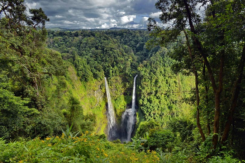 the Tad Fane waterfall on the Bolaven Plateau in Laos