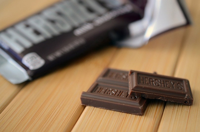 hershey's chocolate bar on wooden surface