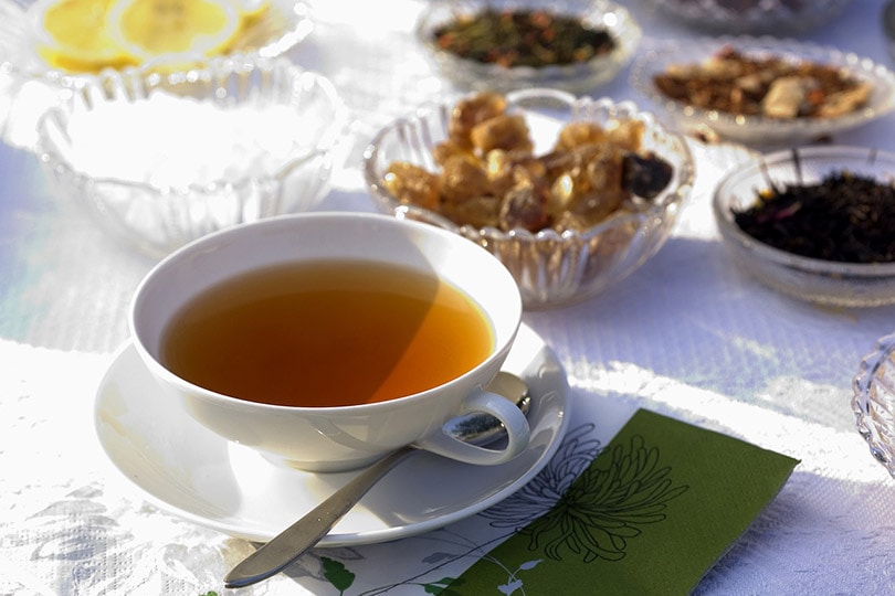 a wide cup of black tea