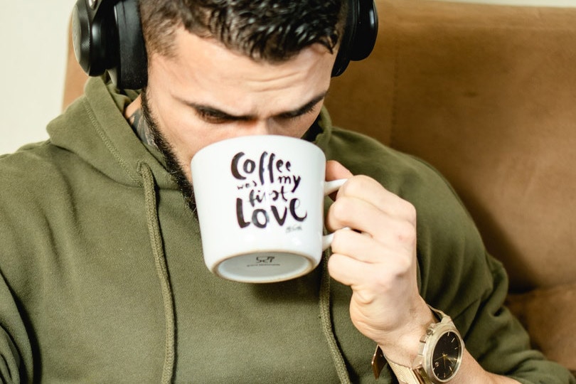 man drinking coffee