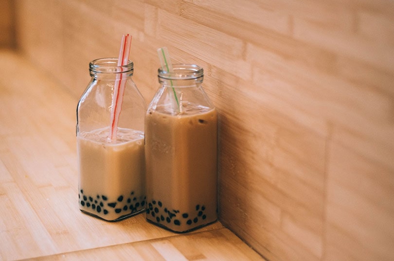 2 jars of boba milk tea