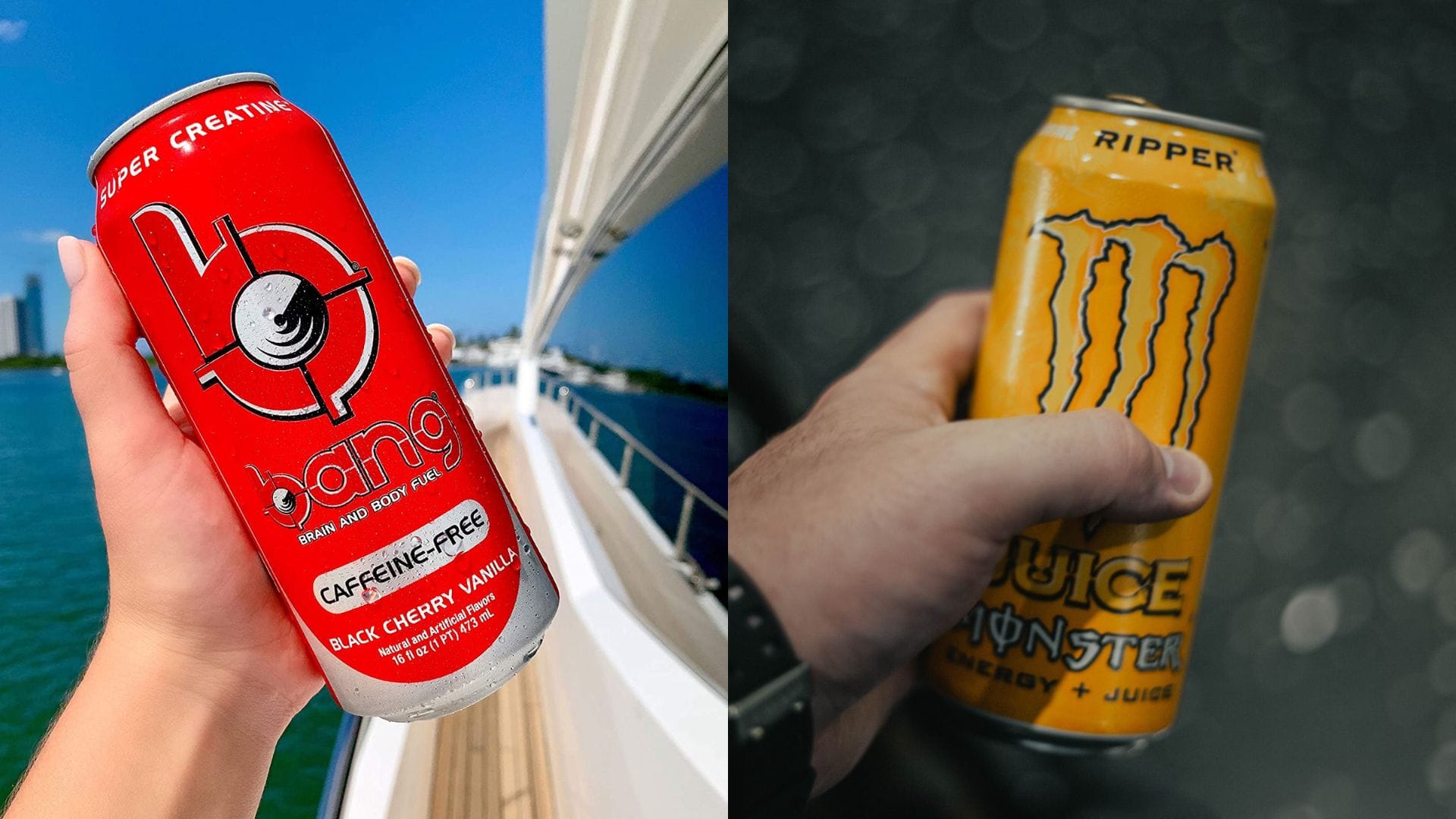 Bang vs Monster side by side