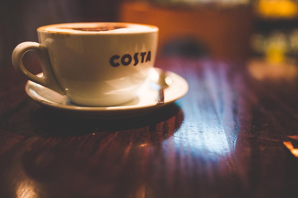 a cup of hot costa coffee