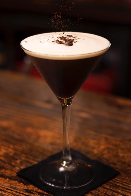 a glass of espresso martini