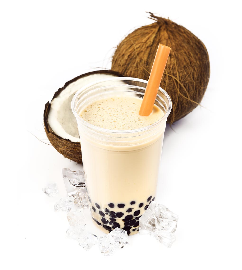 Coconut milk tea with boba pearls