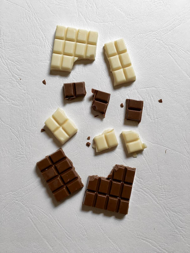 white and milk chocolates