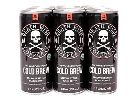 DEATH WISH COFFEE Canned Organic Iced Cold Brew, Unsweetened Black