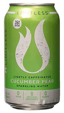 Limitless Lightly Caffeinated Sparkling Water, Cucumber Pear