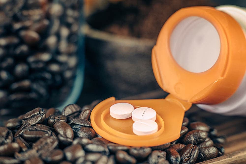 pills and coffee beans