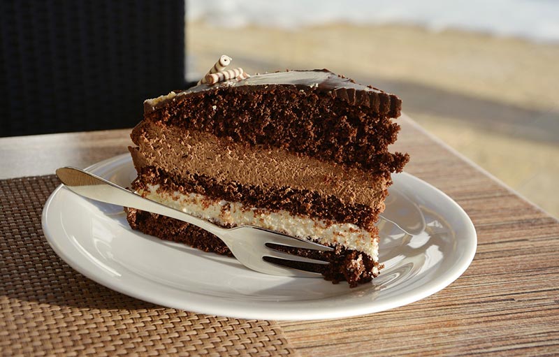 a slice of chocolate cake