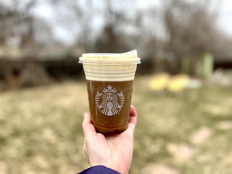 Starbucks Nitro cold brew with cinnamon sweet cream foam topping