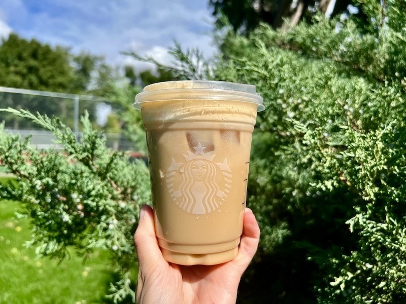 Starbucks iced chai latte with pumpkin sauce and pumpkin cold foam secret menu